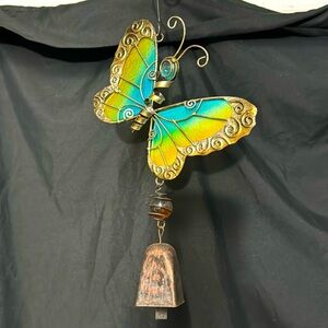 Butterfly wind chime with brass bell